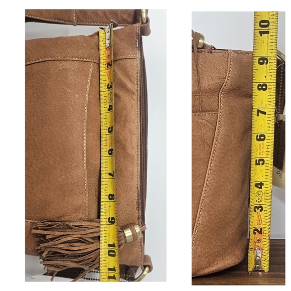 St. Johns Bay Leather Cognac Brown Feather Organizer Crossbody Shoulder Bag NWT - Picture 16 of 16